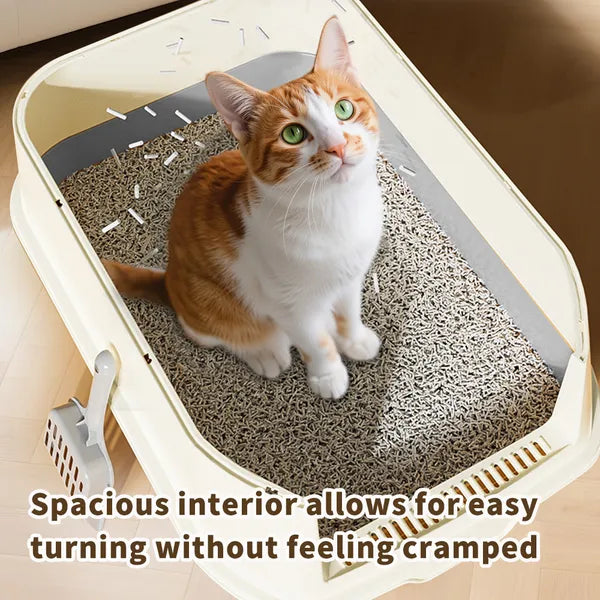 Extra Large Dual Entry Cat Litter Box Convertible Open&Enclosed Gray Odor - Image 3