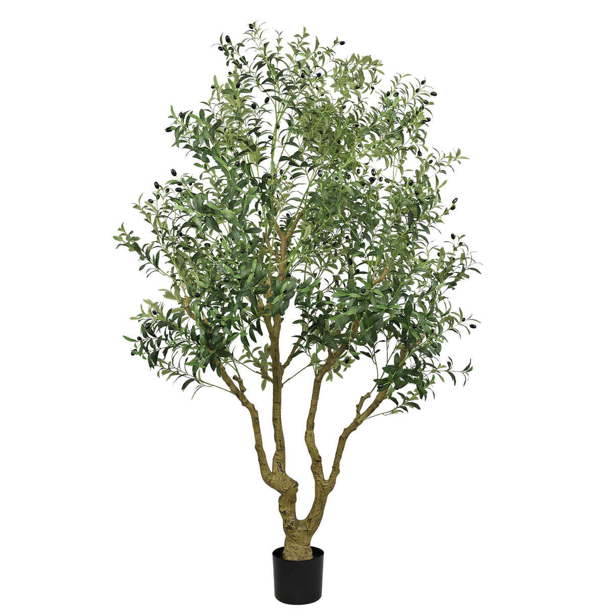8FT Tall Artificial Olive Tree Large Faux Potted Tree with Natural Trunk and - Image 5