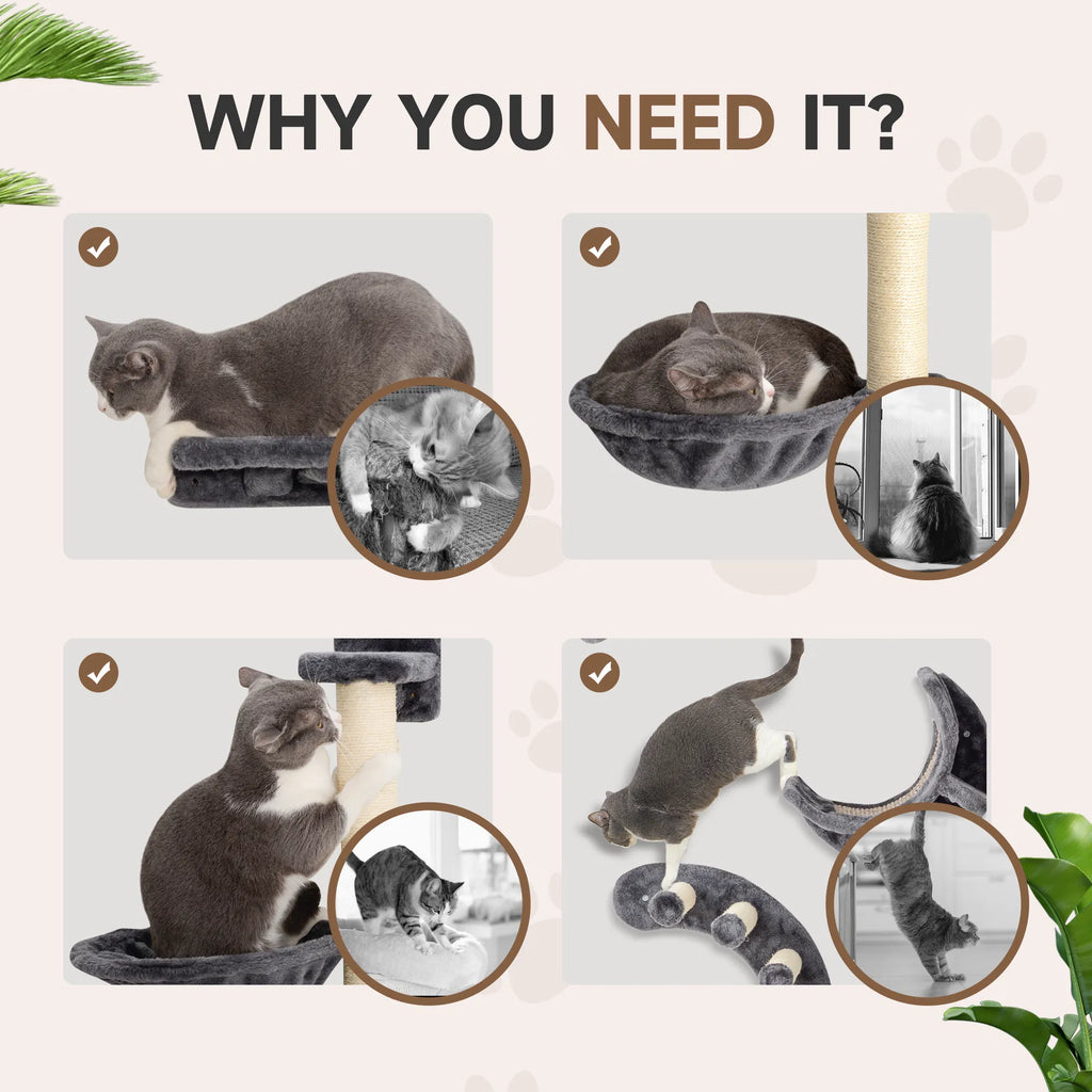 Cat Wall Shelf with Scratching Post Play Balls Platforms Dark Grey - Image 4