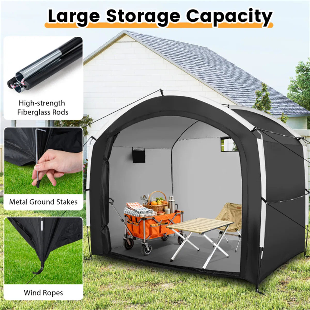 7.2x5.1ft outdoor bike and utility storage tent product view 10