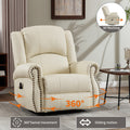 Heat Massage Manual Recliner Chair with Rocker and Swivel in Fabric for Living