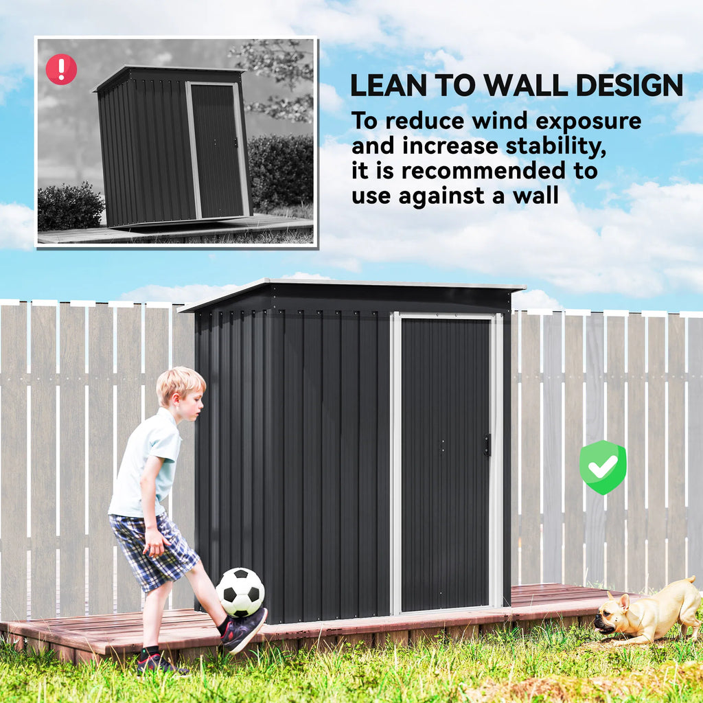 5 x 3 FT Outdoor Storage Shed with Sliding Door and Sloped Roof Steel Frame - Image 3