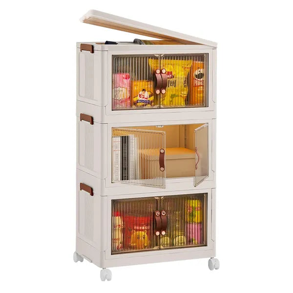 3Pcs Foldable Storage Bins With Lid Front Magnetic Door Collapsible - Side Profile and Dimensions