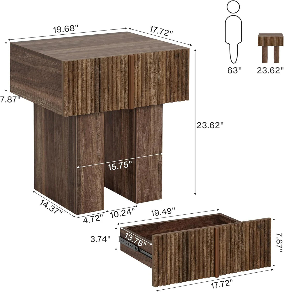 Fluted Storage Nightstand