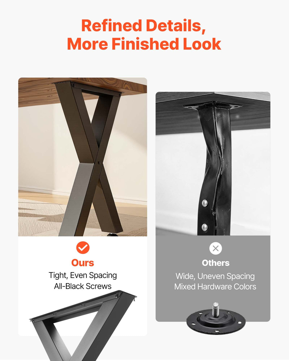 Table Legs 29.5" H X 23.6" W Steel Furniture Legs Modular Design Easy - Image 5