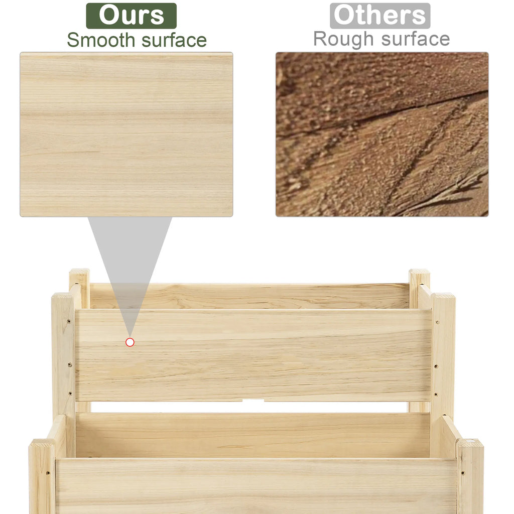 34"x34"x28" 2 Tier Raised Garden Bed Wooden Planter Box for Backyard Patio to - Image 4