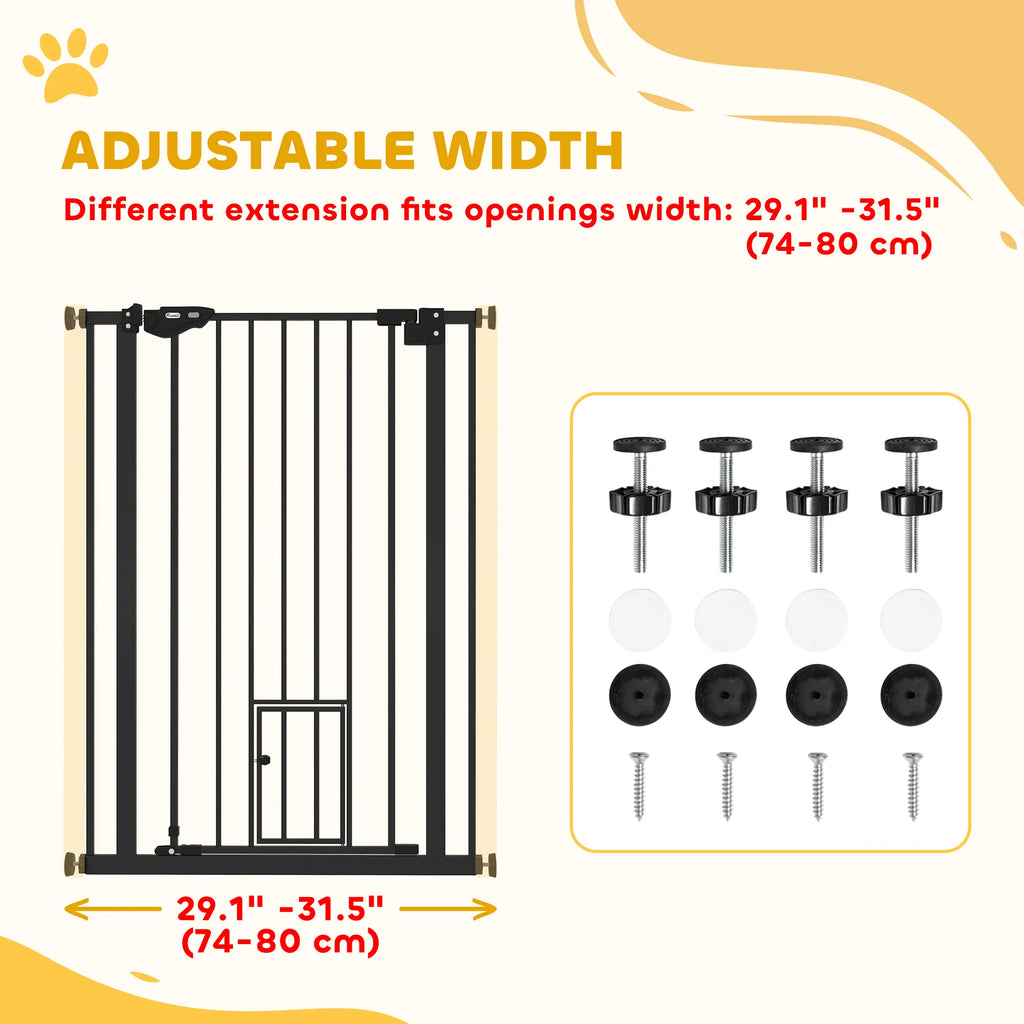 41" Easy Open Indoor Dog Gates for Doorways House Stair Black - Image 5