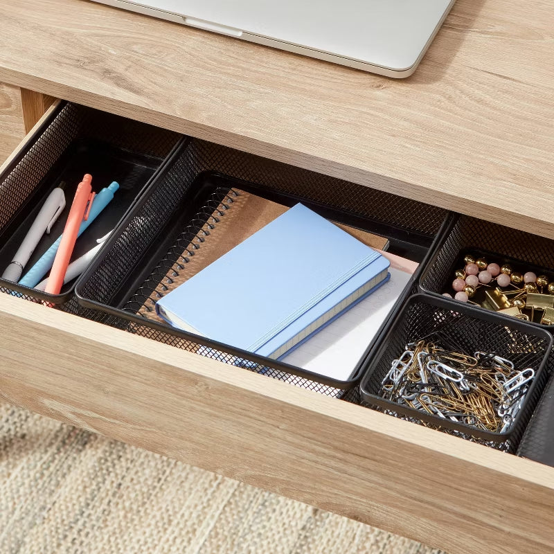 mesh desk organizer black steel product angle 6