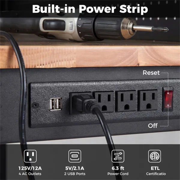 48in heavy-duty garage workbench with hardwood top product view 6