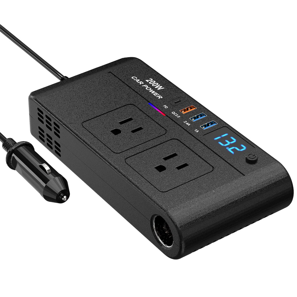 200W 12V Car Inverter DC12V to AC110V Vehicle Power Converter with 2 110V AC - Image 4