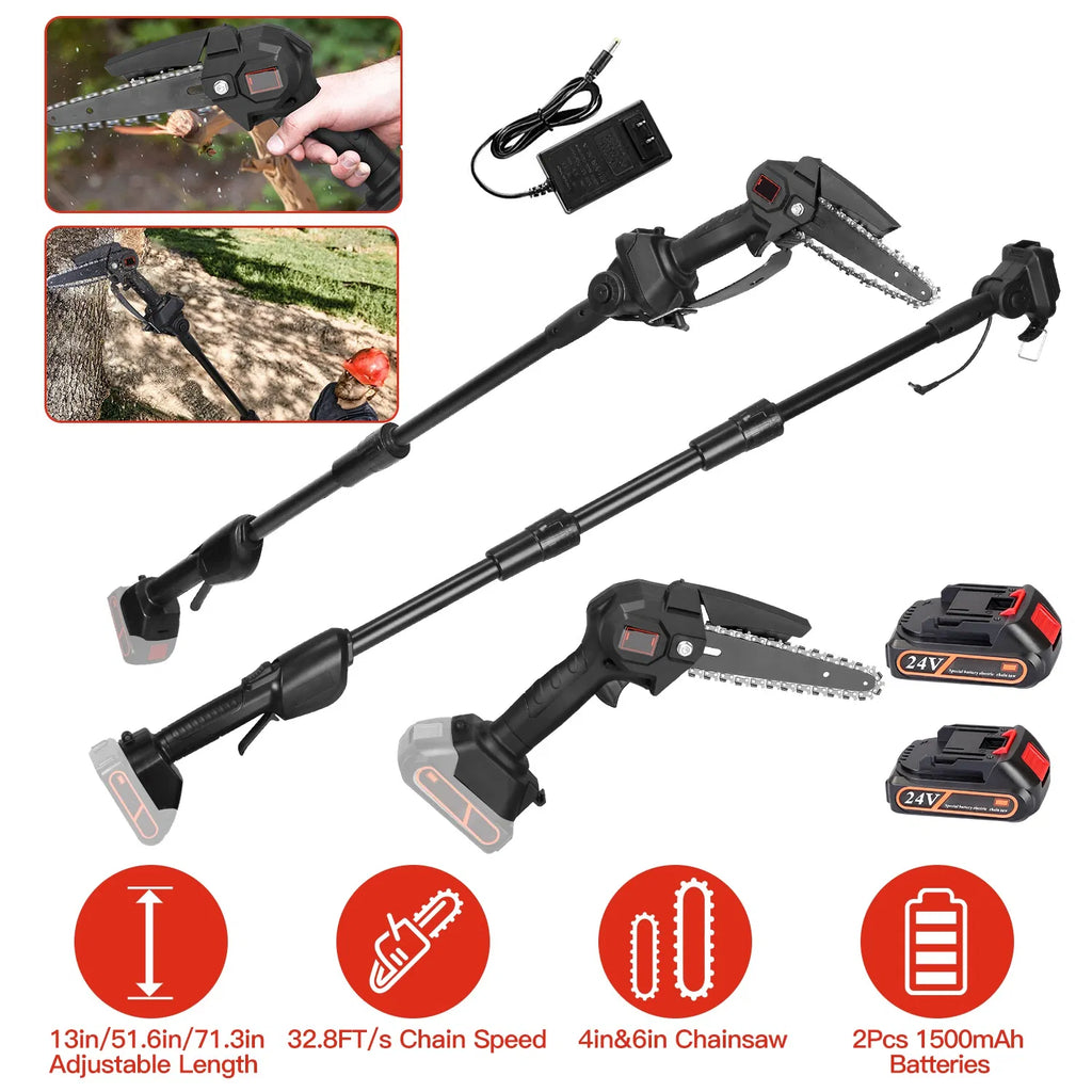 2 in 1 Cordless Pole Saw Brushless Mini Chainsaw Cordless with Pole 2 Pack - Image 3
