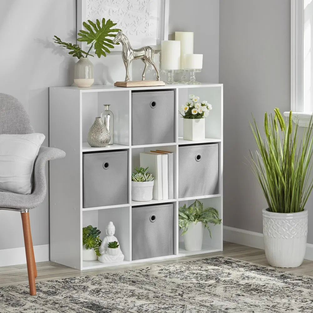 cube storage organizer white fabric main view