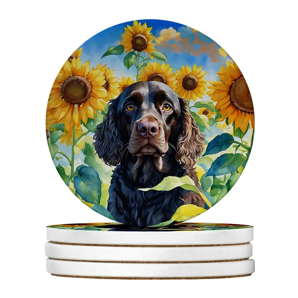 Silky Terrier Spring Path Large Sandstone Coasters Pack Of 4 Absorbent Round - Image 2