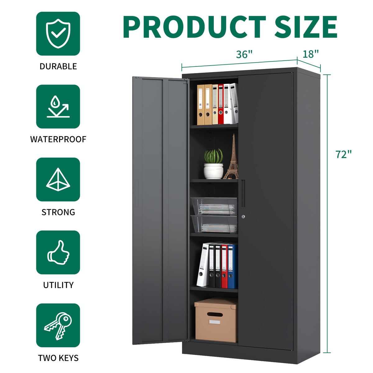 72 H Metal Garage Storage Cabinet - Image 4