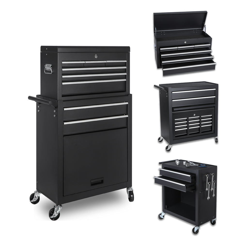 Tool Chest 8 Drawer Rolling Tool Storage Cabinet with 2 in 1 Detachable Top - Image 2