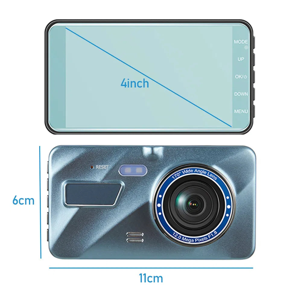 HD 1080P Car Dual Lens Dash Cam 4" DVR Recorder Front & Rear Camera Night Vision - Image 3