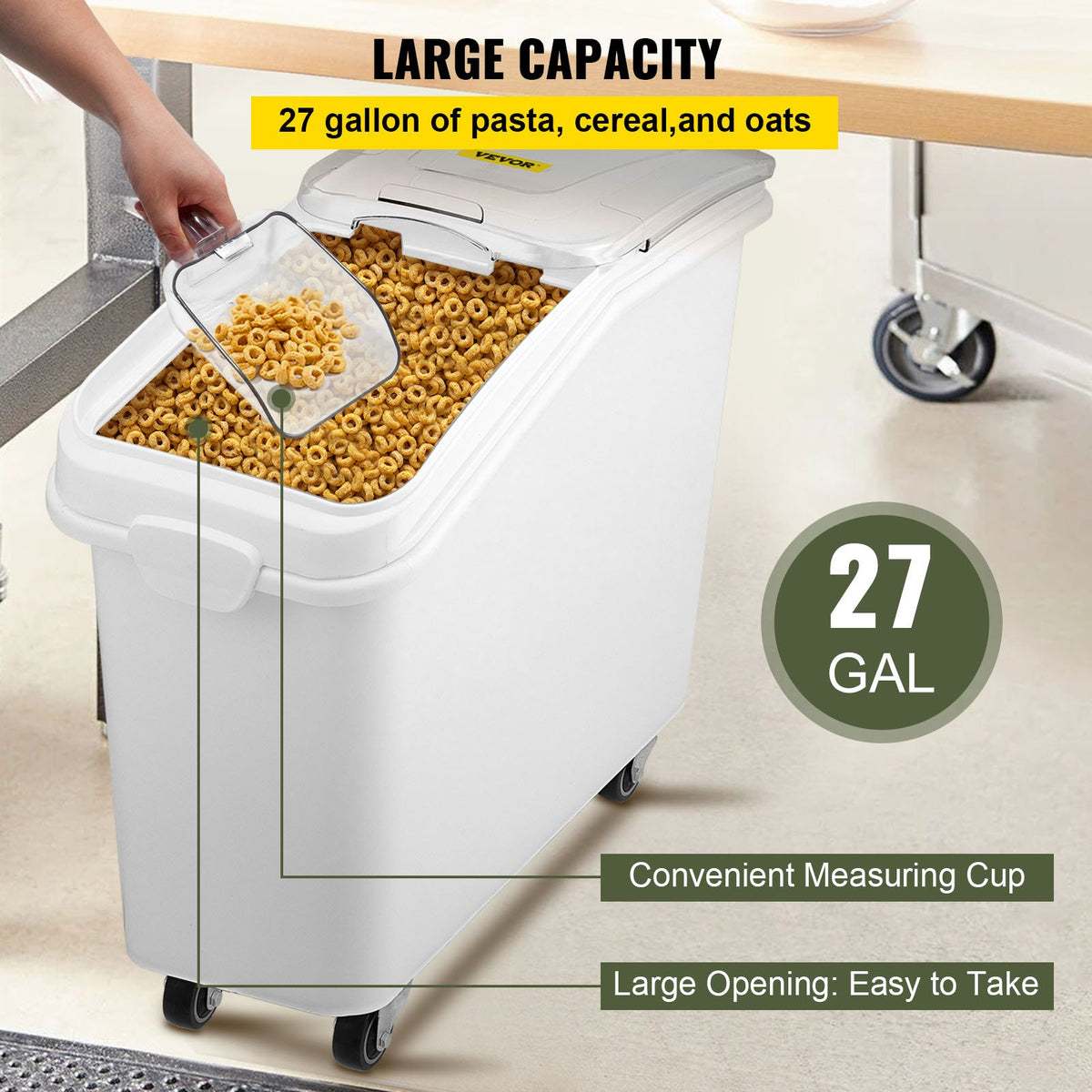 27 Gallon Ingredient Storage Bin 500 Cup With Scoop And Sliding Lid - Image 2