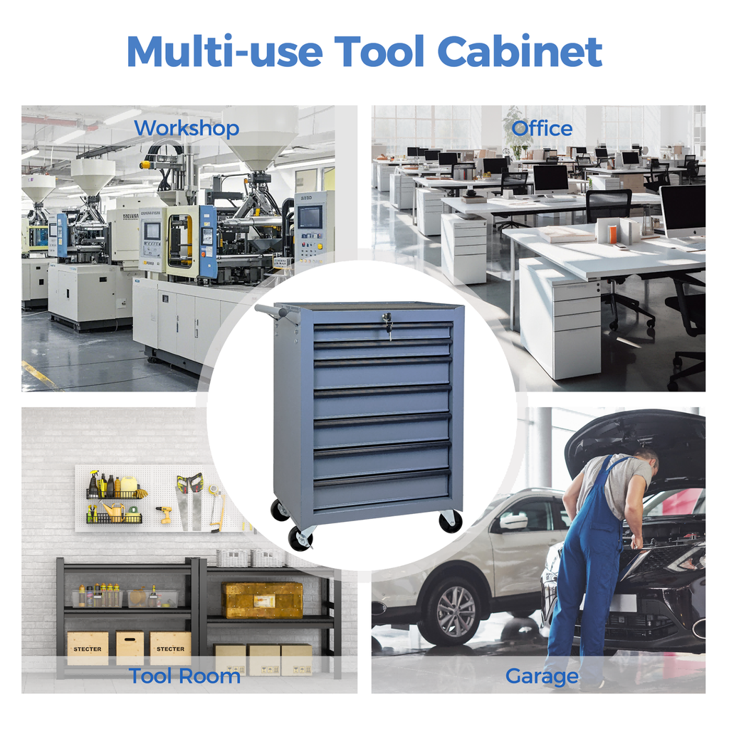 7 Drawer Rolling Tool Storage Cabinet With Detachable Top Tool Box Universal - Image 5