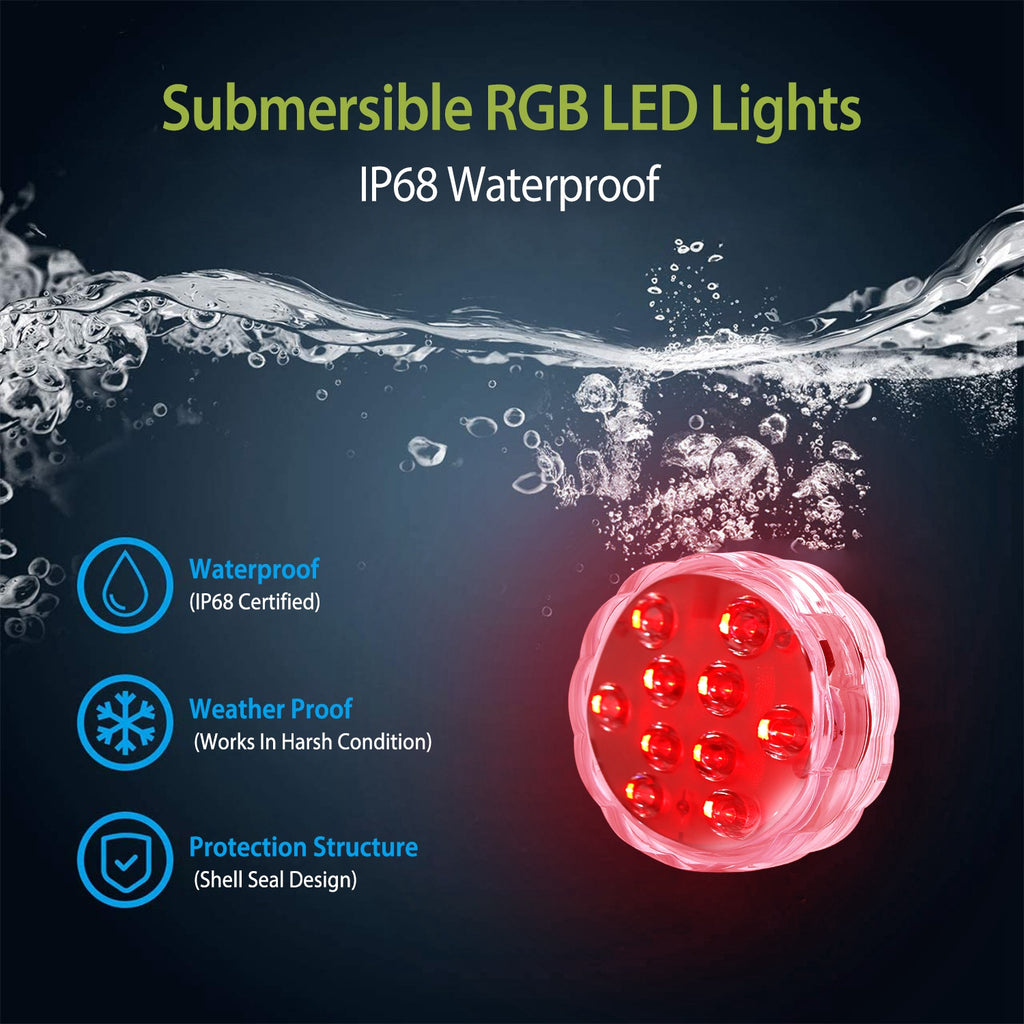 4Pcs RGB Swimming Pool Lights With Remote Control IP68 Waterproof Battery - Image 5