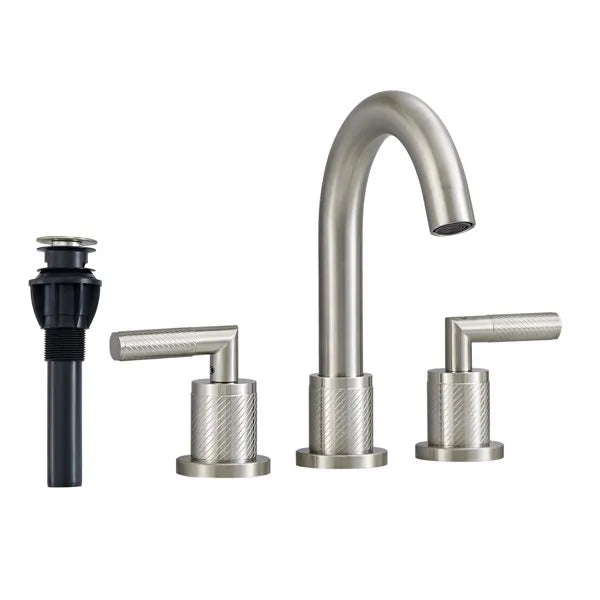 Bathroom Faucet 2 Handle Brushed Nickel Bathroom Sink Faucet Widespread 3 Hole - Image 4