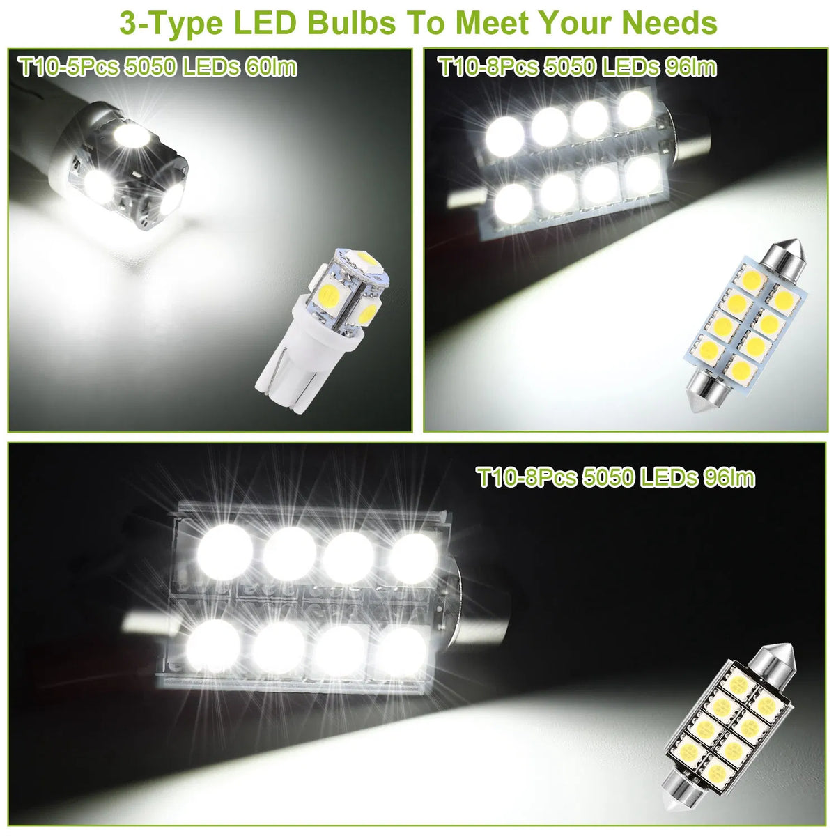 14Pcs T10 41mm Festoon LED Light Bulb Interior Dome Map LED Lights License - Image 2