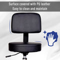 Rolling Stool Comfort: PU Leather Adjustable Swivel Drafting Stool with Back