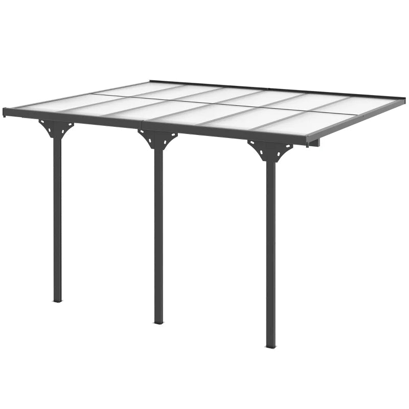 12x10 Wall-Mounted Polycarbonate Pergola with Aluminum Frame