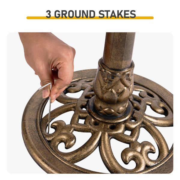 50x36x81cm Antique Bronze Resin Bird Bath With Shell Edge & 1.4W Solar Fountain