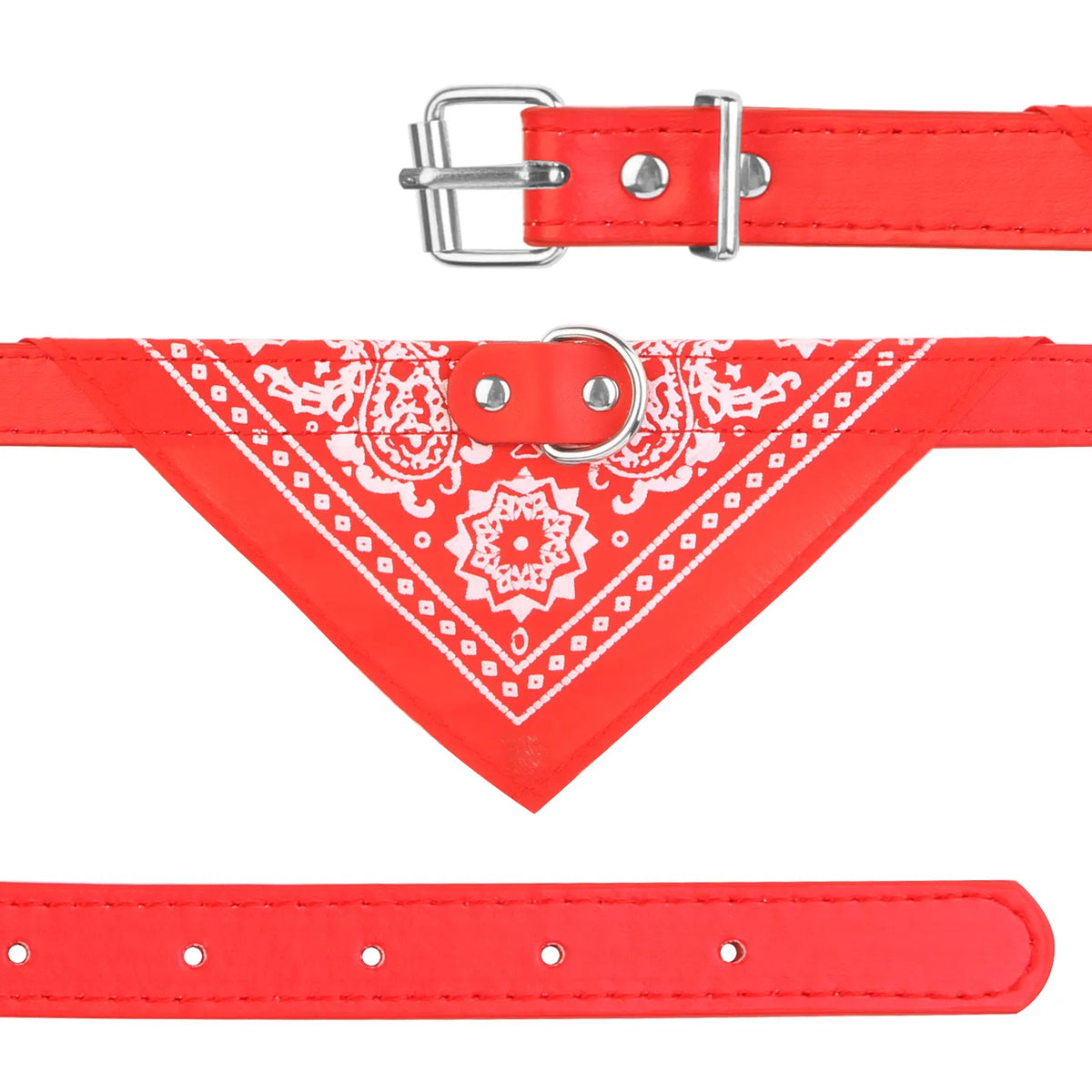 Adjustable Bandana Leather Pet Collar Triangle Scarf - Image 2