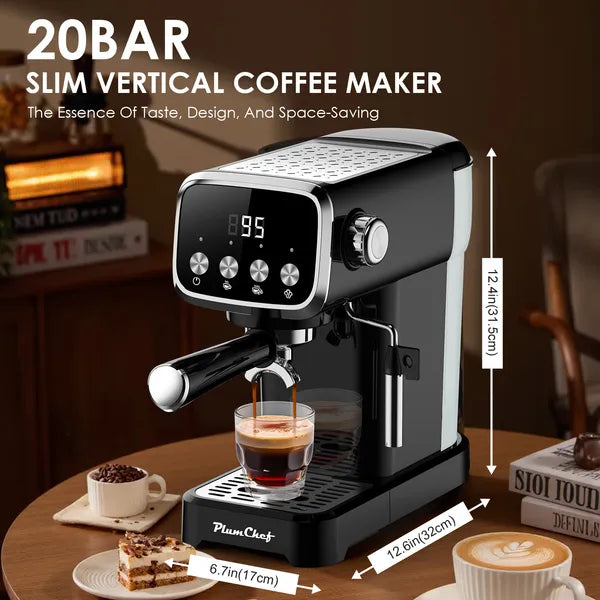 20 BAR Slim Vertical Espresso Machine With Milk Frother Built in Cup Warmer - Image 2