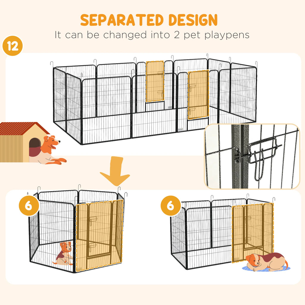 Dog Pen with Gate 12 Panels Puppy Playpen Dog Fence 39"H - Image 2
