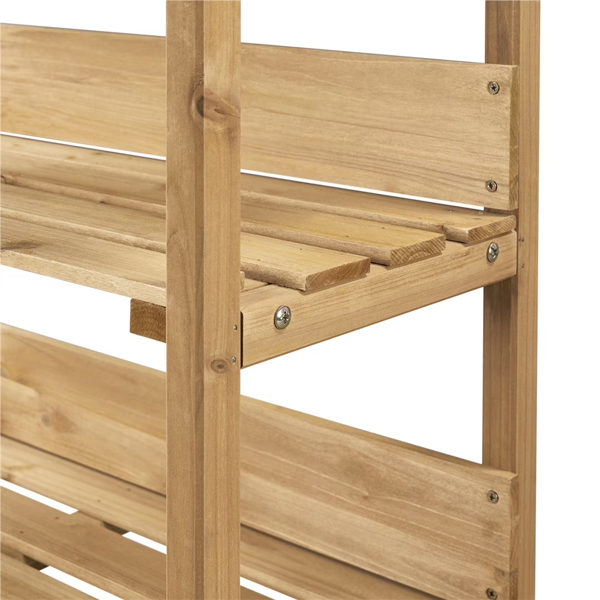 Outdoor Potting Bench Table With Storage Shelf Natural Wood