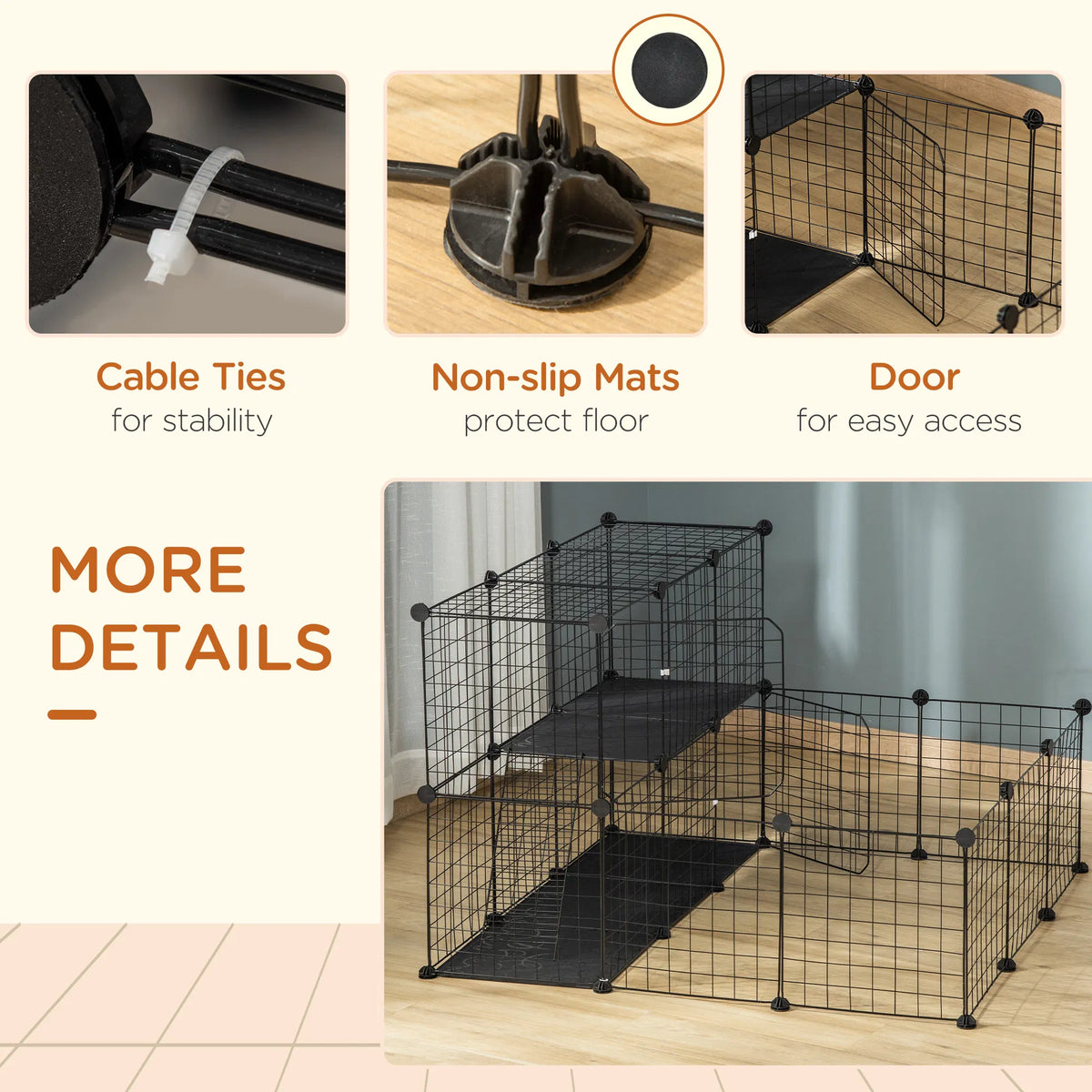 Small Animal Cage Rabbit Cage with Door Guinea Pig Playpen Small Animal Fence - Image 2