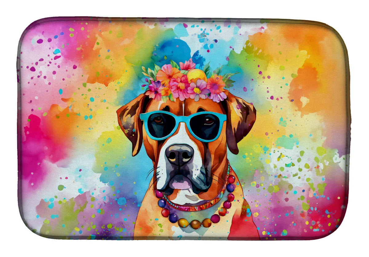 Boxer Hippie Dawg Dish Drying Mat Absorbent Dish Drying Mat Pad for Kitchen