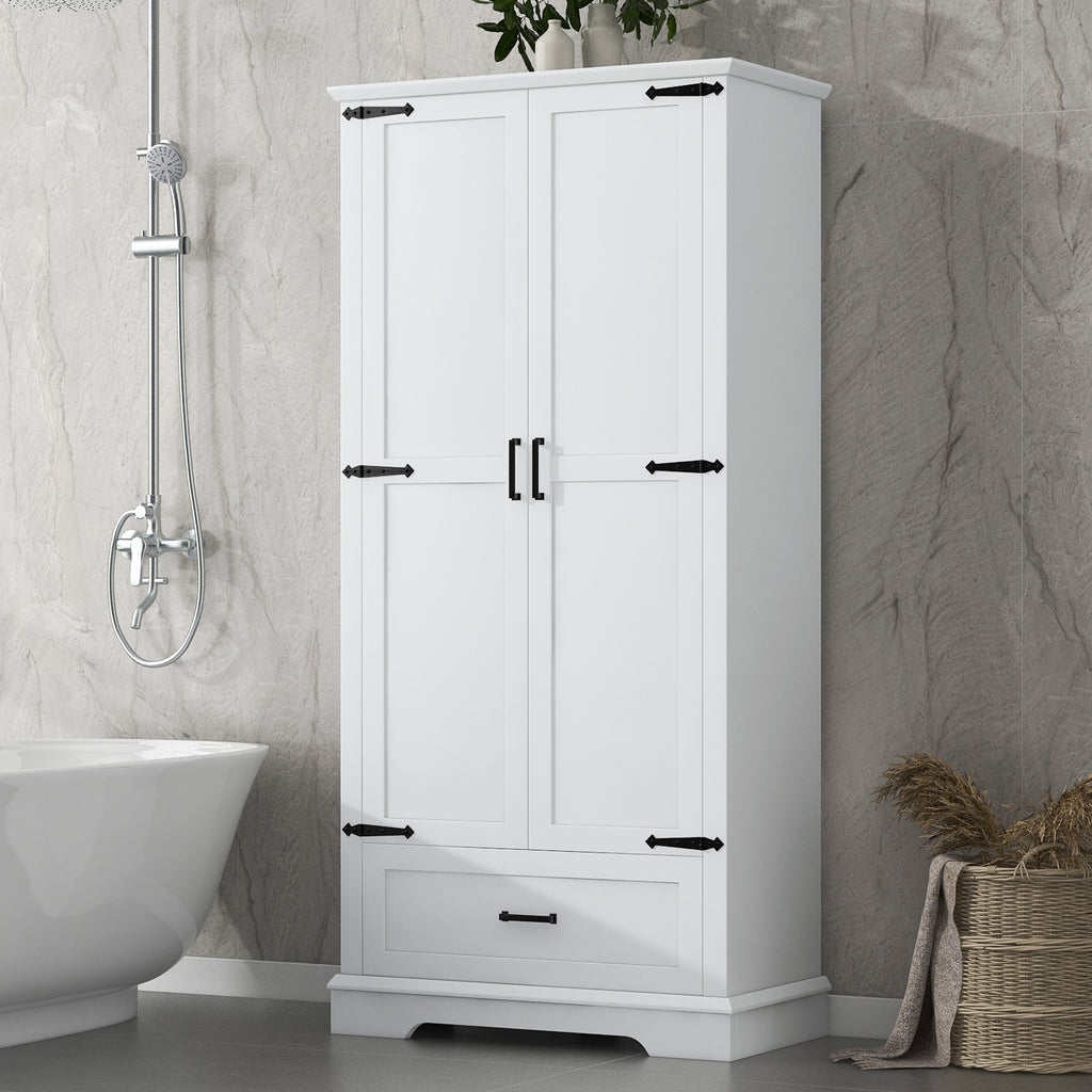Tall White Bathroom Linen Storage Cabinet