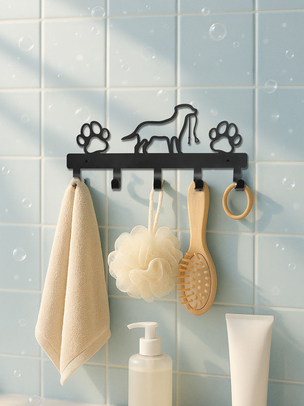 wall-mounted metal key holder with hooks
