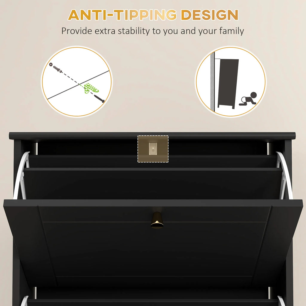 Narrow Shoe Storage with 3 Flip Drawers and Adjustable Shelves Shoe Cabinet - Image 4