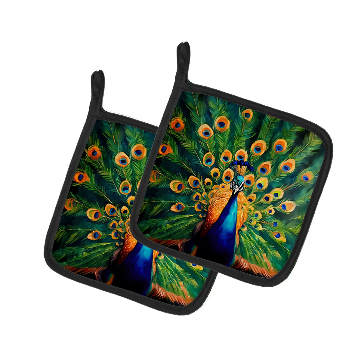 Peacock Pair of Pot Holders Kitchen Heat Resistant Pot Holders Sets Oven Hot - Image 5
