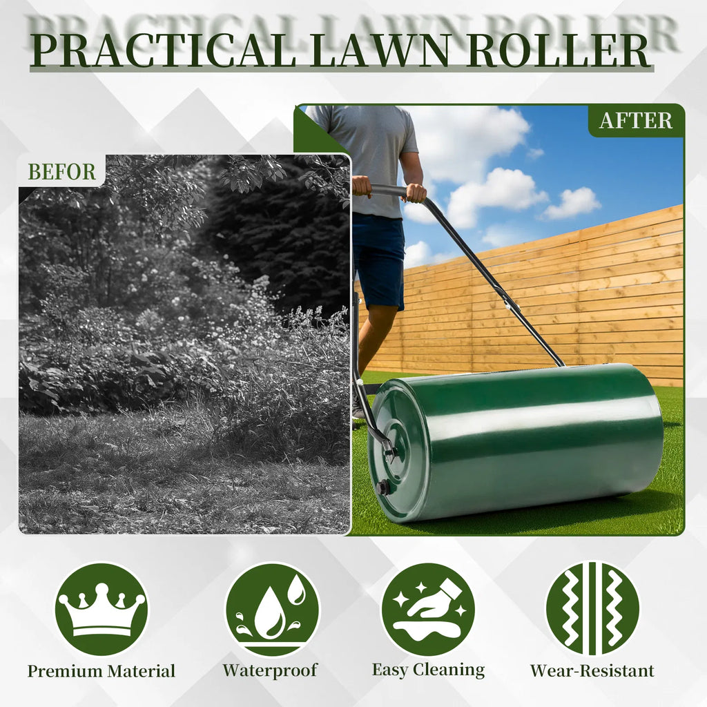 24in Heavy Duty Steel Lawn Roller Garden Roller Can Be Filled with Water or - Image 4