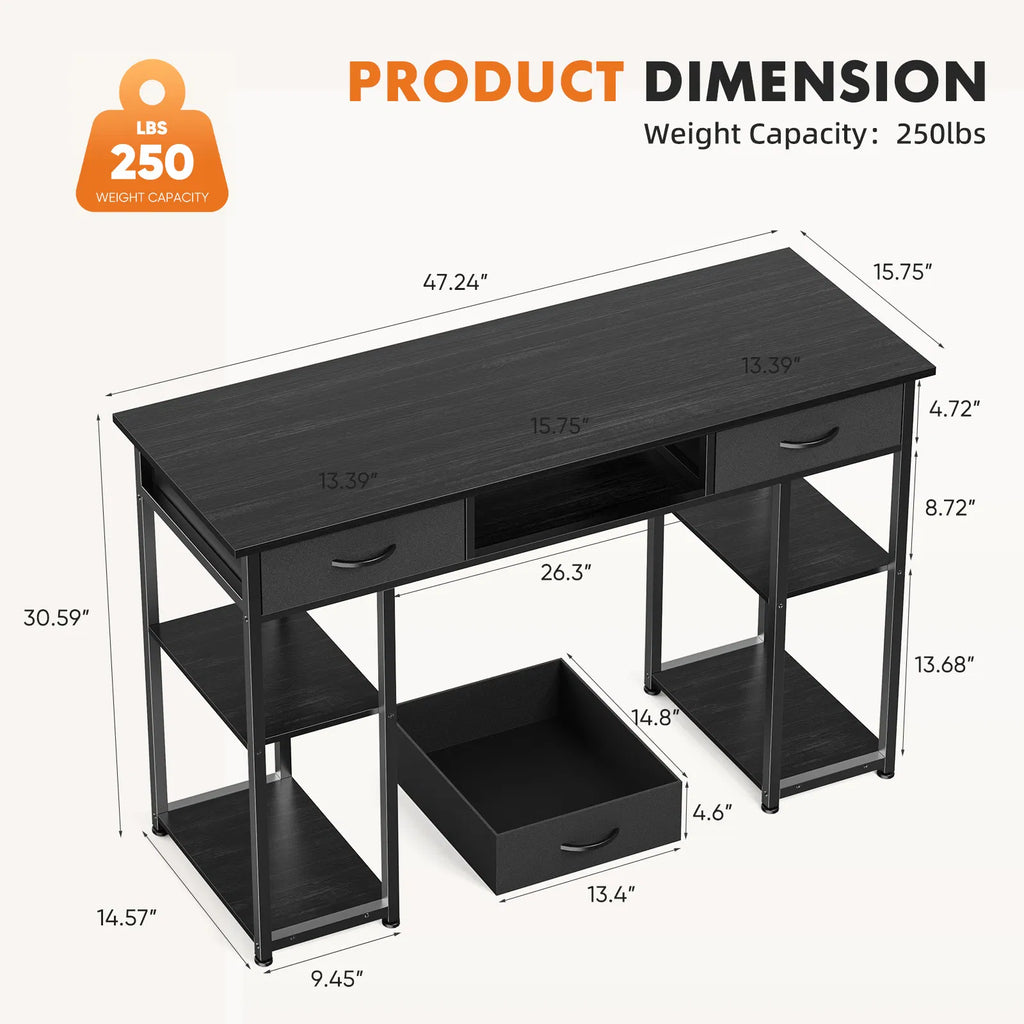 48IN Computer Desk Small Home Office Bedroom Writing Study PC Table with - Image 2