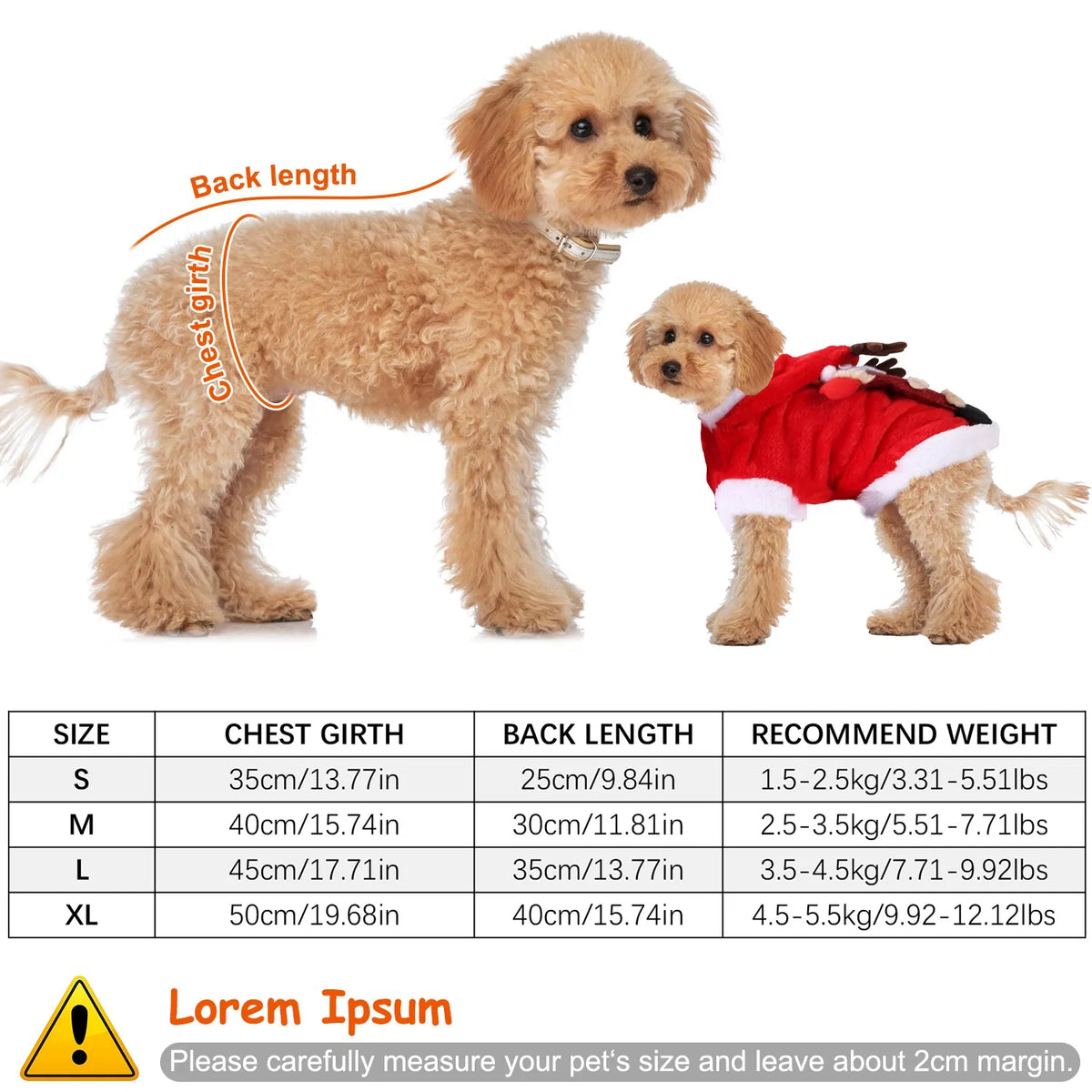 Pet Christmas Clothes Santa Claus Reindeer Antlers Costume Winter Outfit New - Image 2