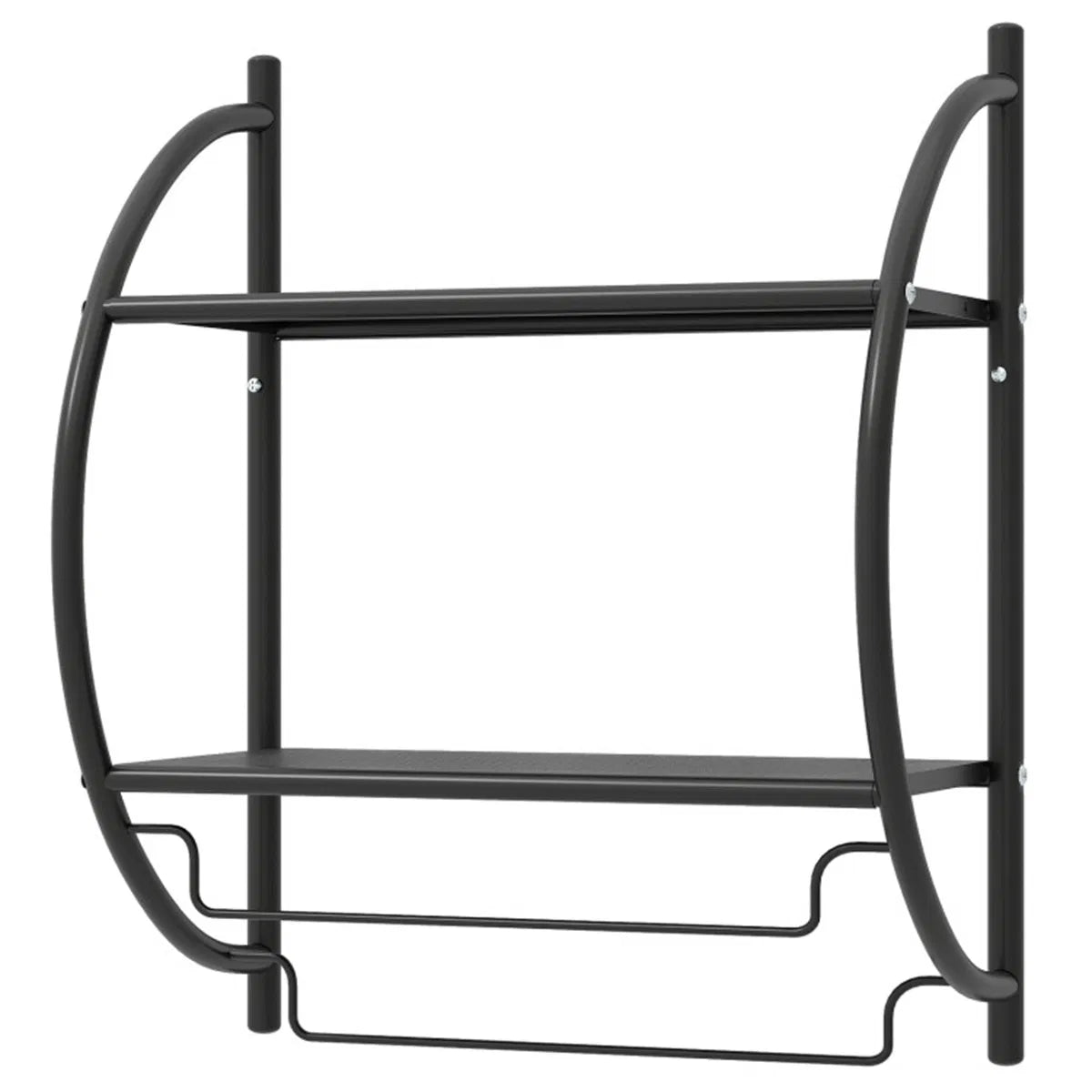 Black Rust Proof Wall Bathroom Shelving Unit With Dual Hanging Bars - Image 2