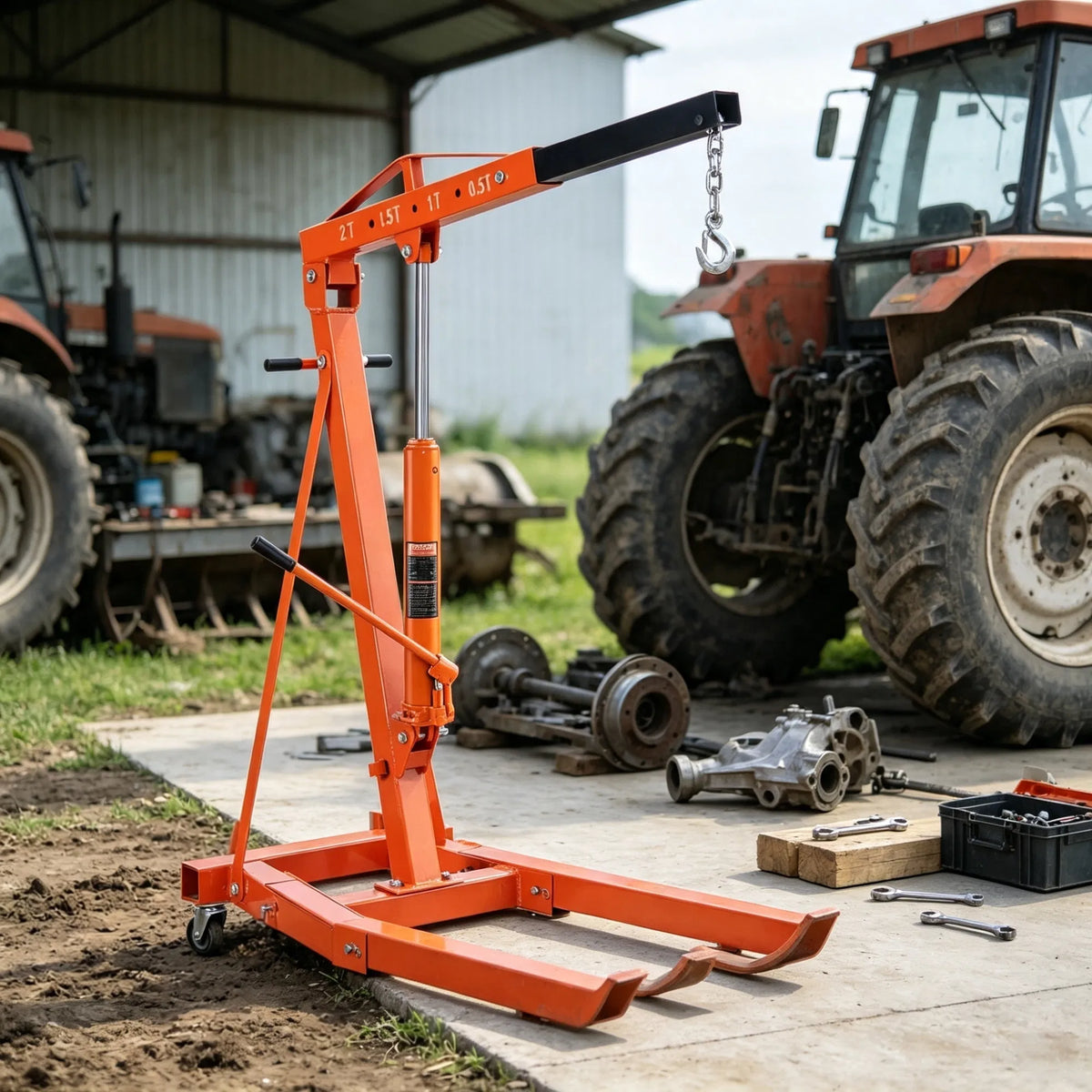 3 Ton Hydraulic Long Ram Jack Engine Hoist Cylinder with Clevis Base for - Image 4