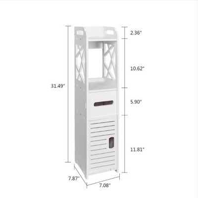 White Wood-Plastic Bathroom Storage Shelf