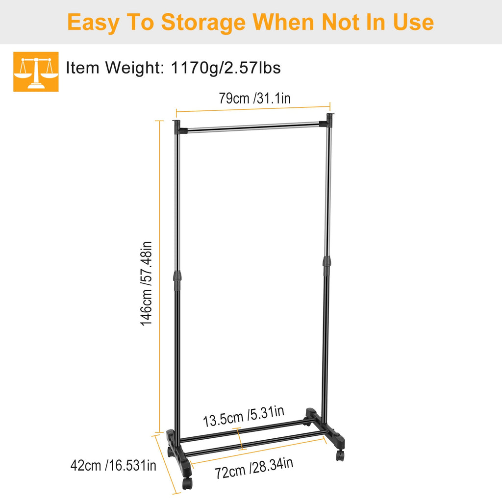 15kg 33lbs Garment Racks 3.12ft To 4.80ft Height Adjustable Clothes Stand - Image 5