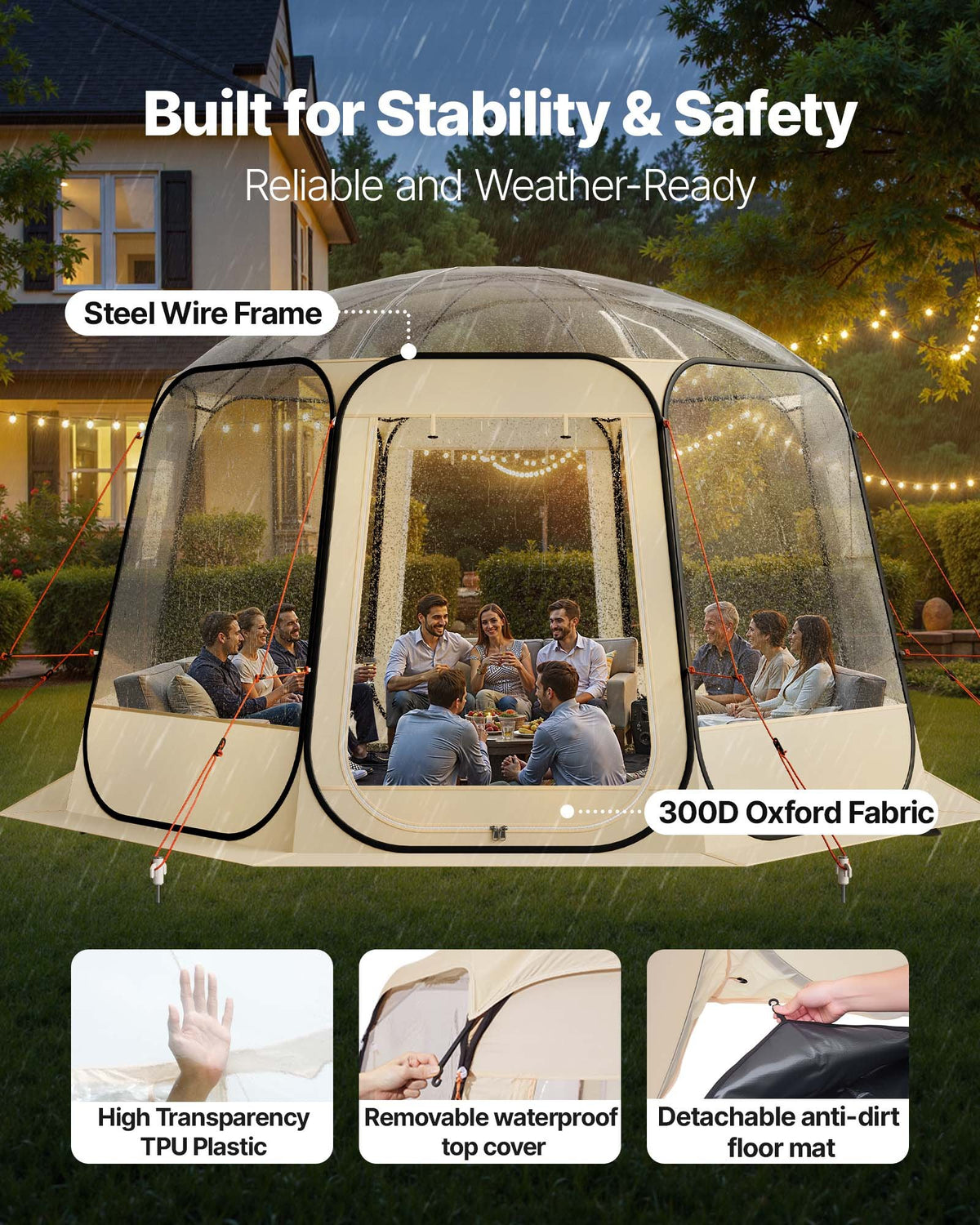 12x11.1ft clear pop-up garden bubble tent product view 3