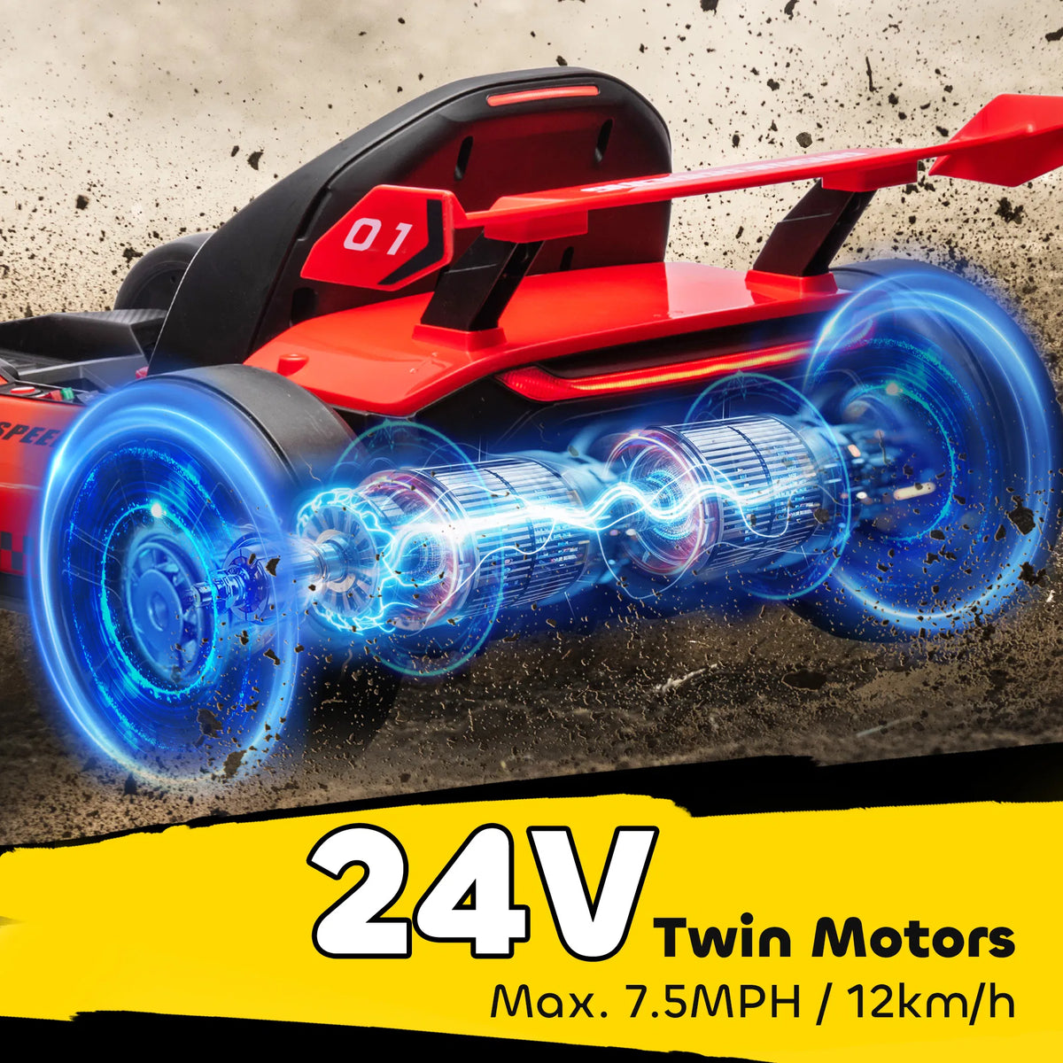24V Electric Go Kart Battery Powered Kids Drift Kart with Adjustable Seat - Image 3