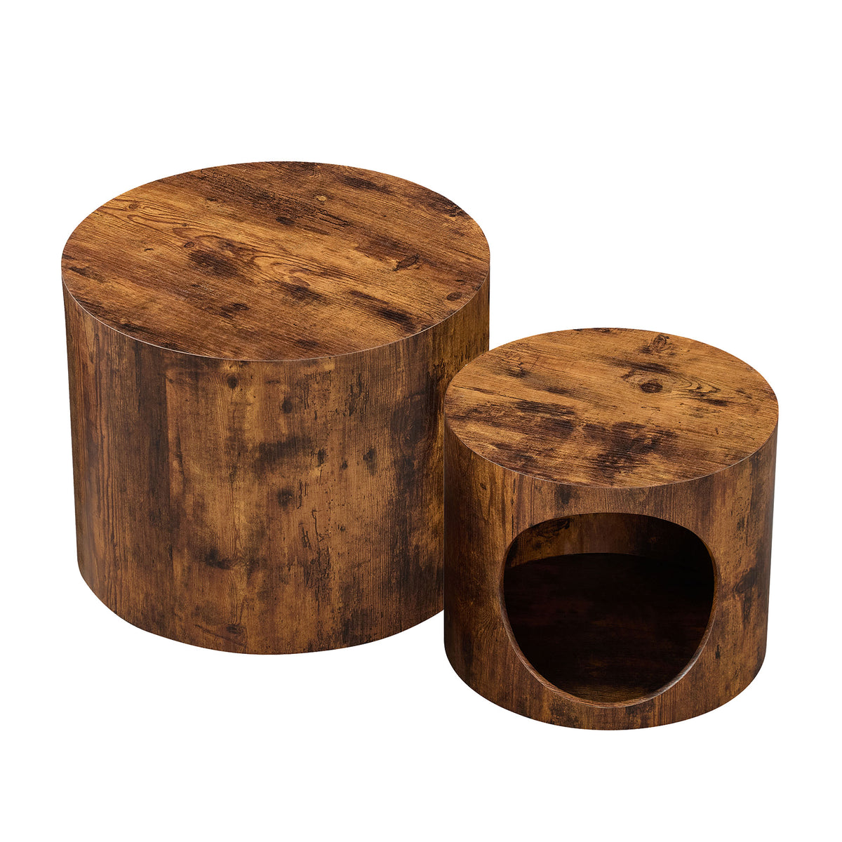 Cat Nest Nesting Stool Set Round Nesting Coffee Table Set of 2 for Living - Image 2