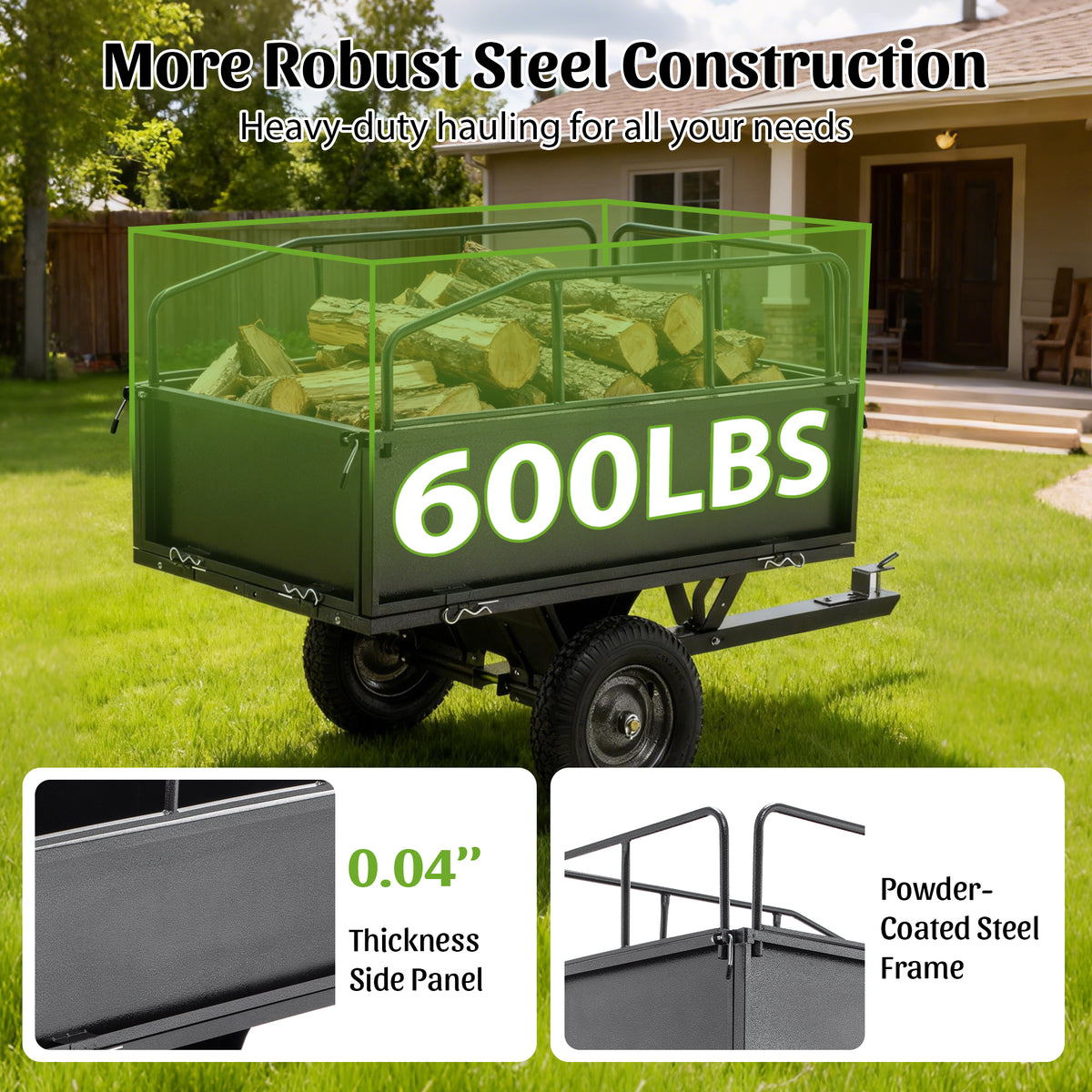 600lbs heavy duty steel dump packaging and components