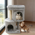 26" Compact Cat Tree With 2 Condos & Sisal Scratching Posts Anti Tip Cat Tower